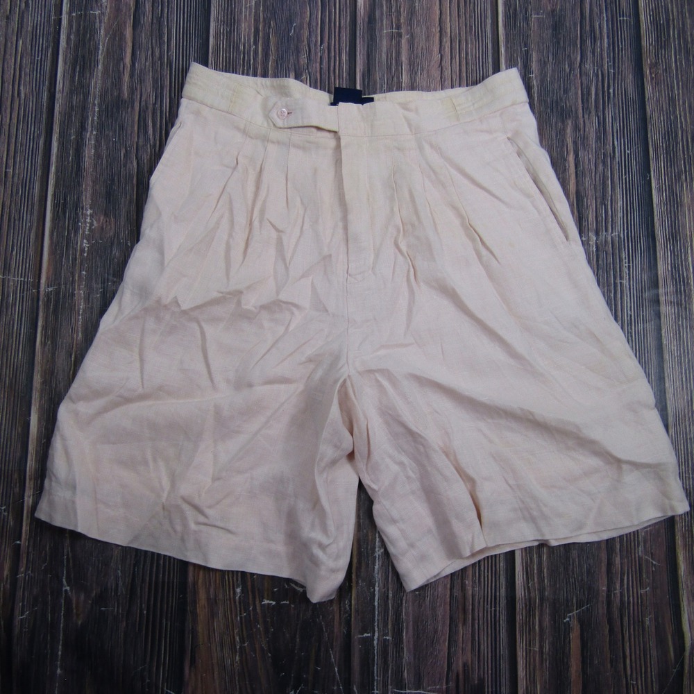 Nordstrom Individualist Shorts Women 8 Pink Linen Pleated High Waist Vintage